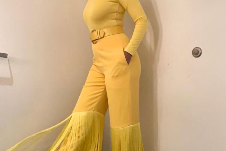 Splurge: Tracee Ellis Ross’s Instagram Yellow Sergio Hudson Extreme Fringe Pants