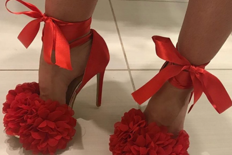 Bomb Product of the Day: Pommy Enigma Red Floral Ribbon Heels