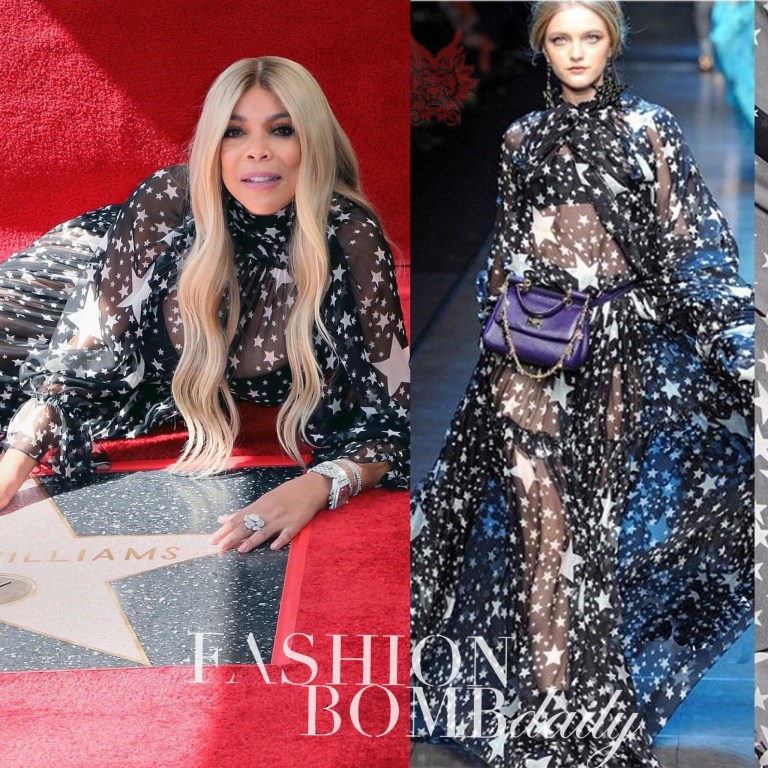 How You Doin? Wendy Williams Gets Her Star on the Hollywood Walk of Fame in Dolce & Gabbana Fall 2012 Star Printed Dress