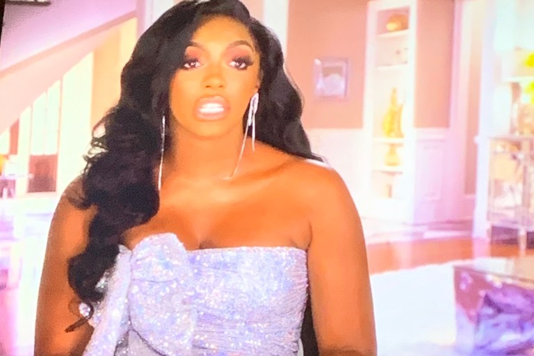 Splurge: Porsha Williams Real Housewives of Atlanta $225 House of CB Strapless Holographic Silver Sequin Ruffle Dress + Get the Look at Poshmark