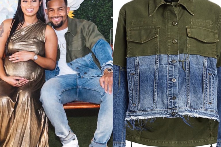 Fashion Bomb Men: Larry Morrow’s Baby Announcement $345 Made by Hudson Olive Twill and Denim Jacket