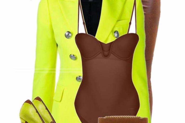 Fall 2019 Style Inspiration: A Touch of Neon with a Balmain Blazer, a Neon Captain’s Hat, and Good American Brown Leather Pants by @StyledByJovon_