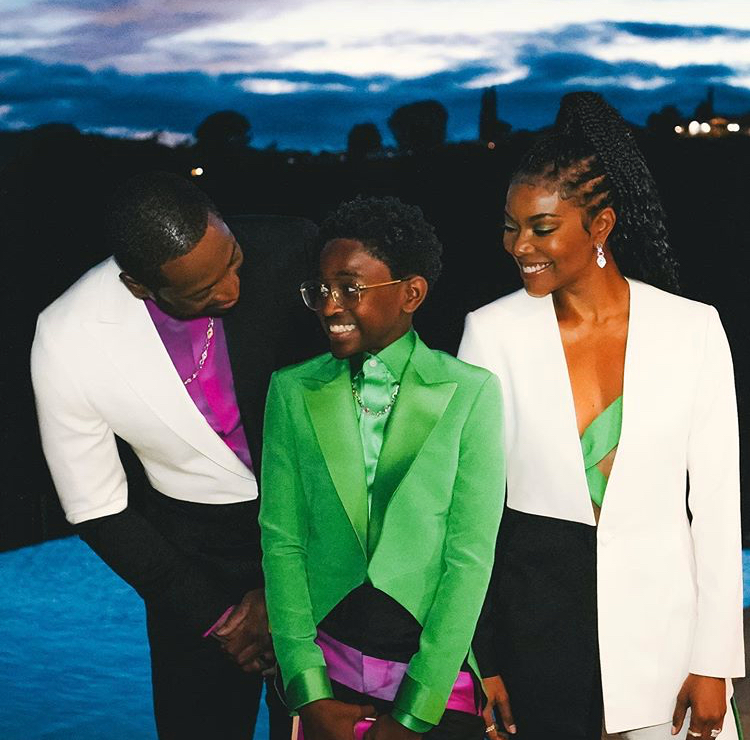 Dwyane Wade, Zaya Wade & Gabrielle Union Attended the Truth Awards in Coordinating Black, White Suits with Green & Fuchsia Accents in Custom Looks By Designer Rich Fresh. Bomb!