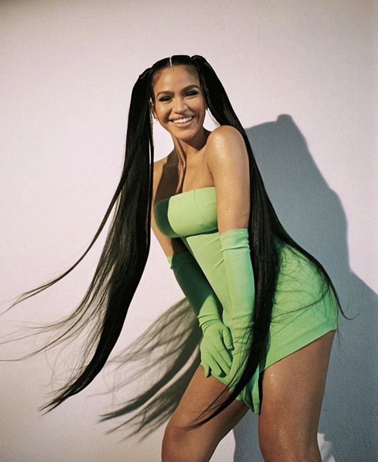 Fashion Flash: Cassie In A Green Dress and Matching Gloves by Miscreants,  Styled by Deonte Nash - Fashion Bomb Daily