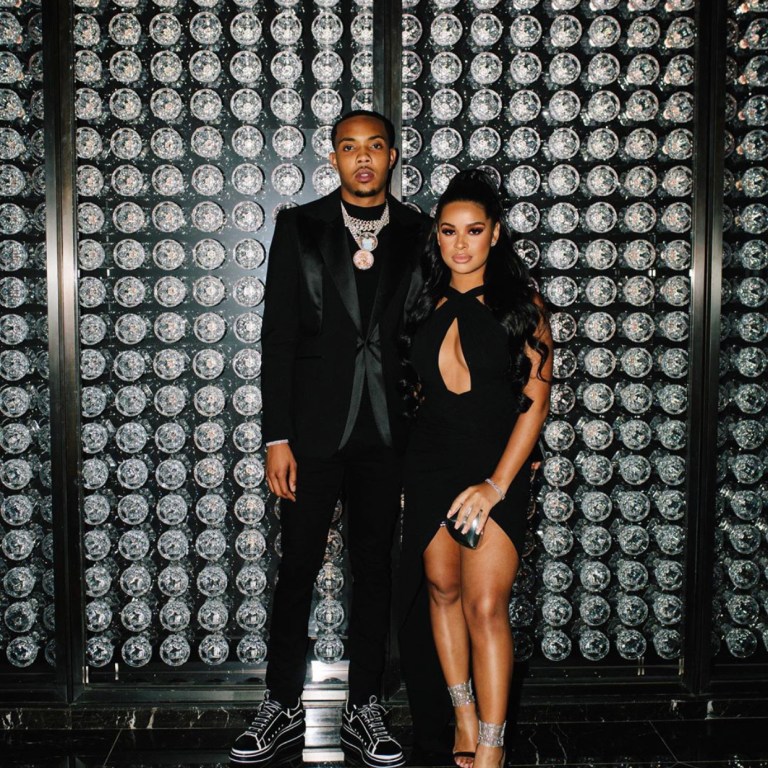 Taina Williams Stunned in All Black Alexandre Vauthier Jersey Asymmetric Halter Dress and LaQuan Smith FW20 Off-The-Shoulder Mesh Catsuit for G Herbo’s Birthday Celebration