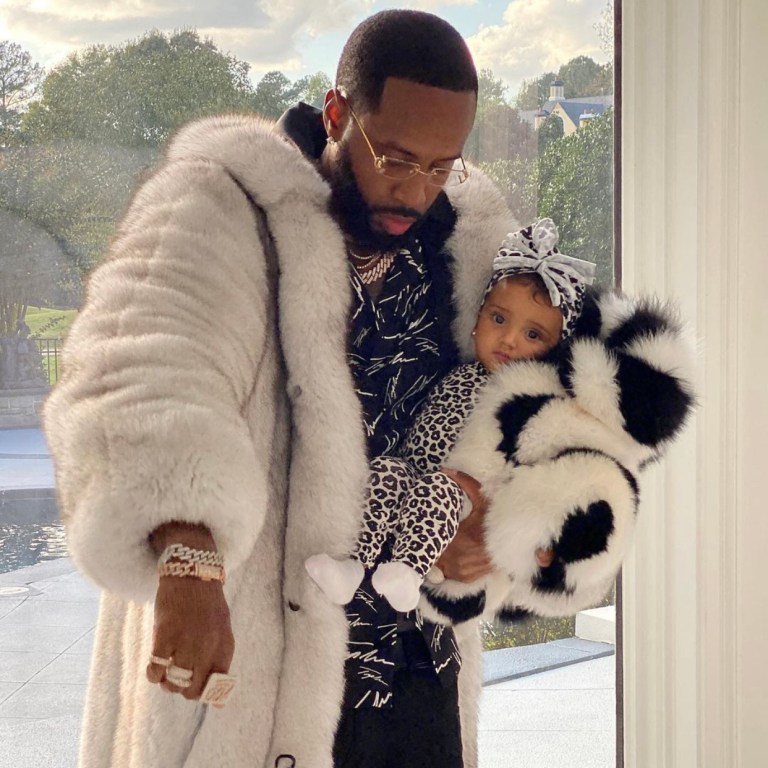 Safaree and His Daughter Safire Kept It Cozy and Cute in Daniel’s Leather Fur Coats