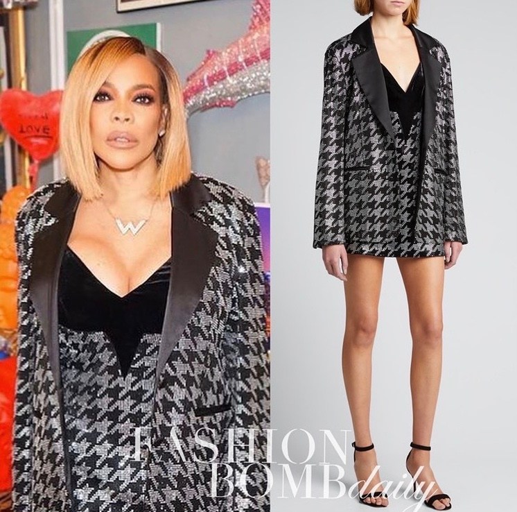 Wendy Williams Looked Amazing Wearing A Sequined Houndstooth Mini Dress and Matching Blazer By Retrofete