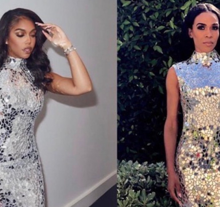 Who Wore It Better? Lori Harvey and Michelle Williams Both Wore Atelier Zuhra’s Silver Mid Cut Acrylic Dress