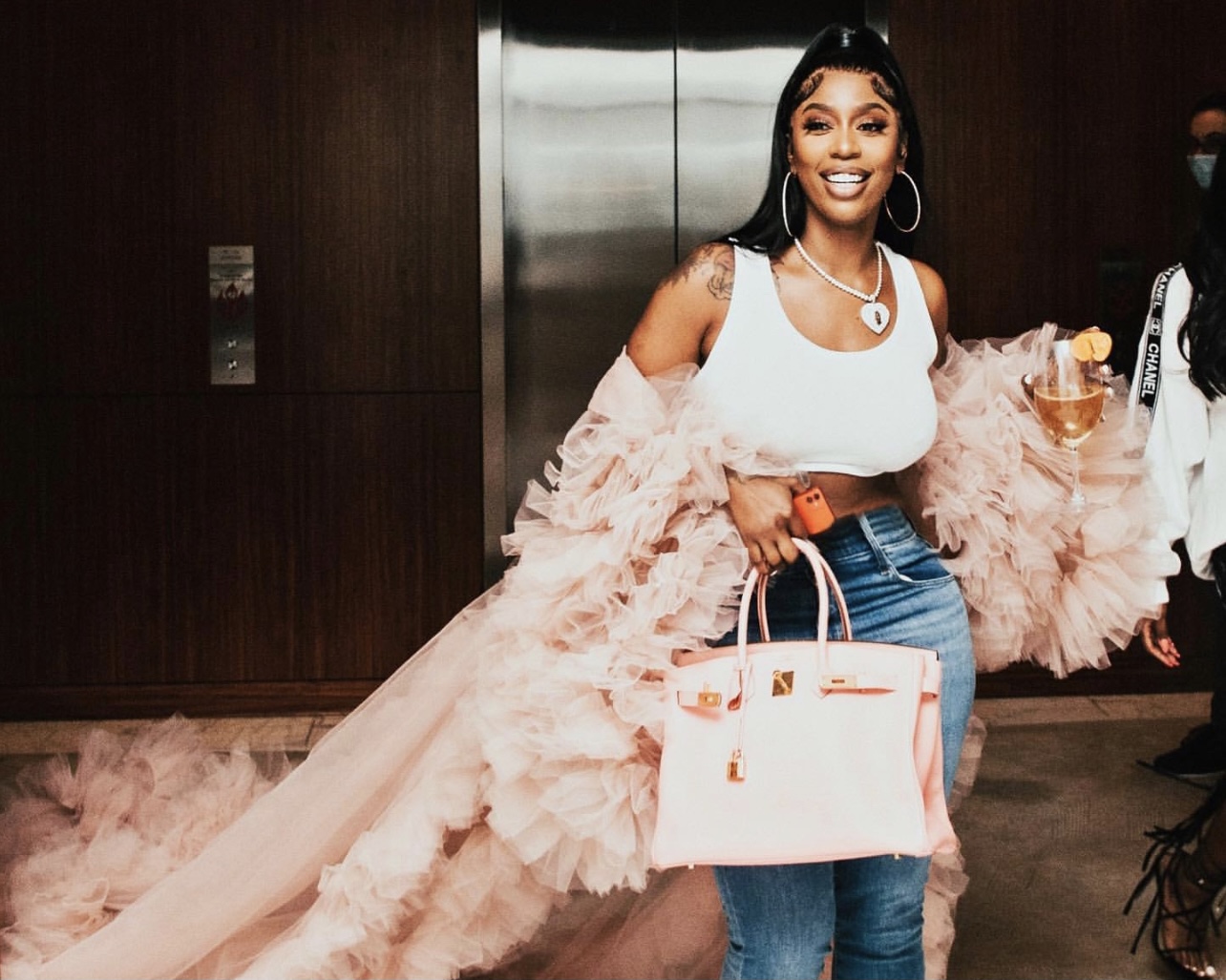 Kash Doll Shows Us Why Oyemwen Pieces Are Perfect for Special Occasions,  Celebrates Her Birthday Rocking Blush Rose Pink Tulle Robe With Train From  Fashion Bomb Daily Shop - Fashion Bomb Daily