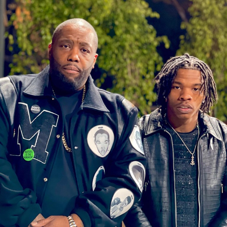 You Ask, We Answer! Killer Mike Performed with Lil Baby at the 2021 Grammys in Cool Creative’s Black Leather and Wool Letterman Varsity Jacket with Patches of Figures like Dr. Martin Luther King Jr. and Malcolm X