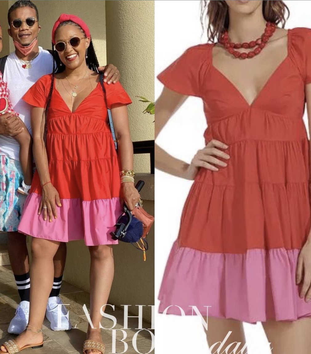 Pink and red block dress best sale