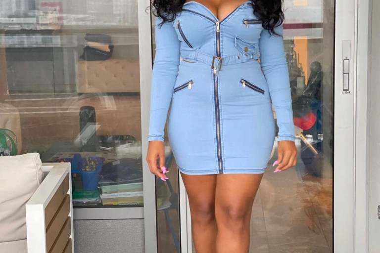 Angela Simmons Put Us in a Denim Daze Wearing Fashion Nova Denim Skirt Set
