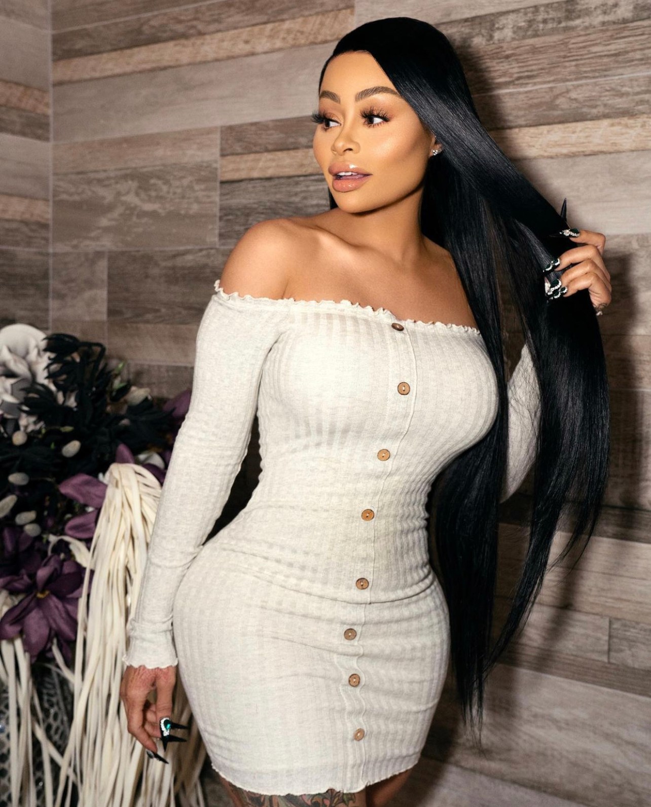 Blac Chyna Stuns in Fashion Nova Off-the-Shoulder White Mini Dress ...