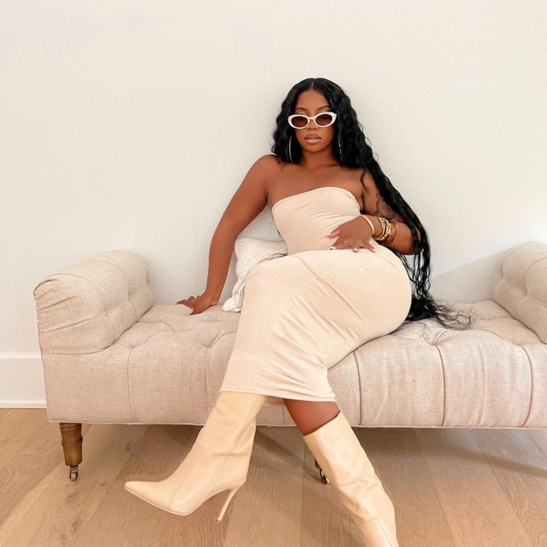 De’arra Taylor Opts for Cream Tones With Fashion Nova Ribbed Tube Dress