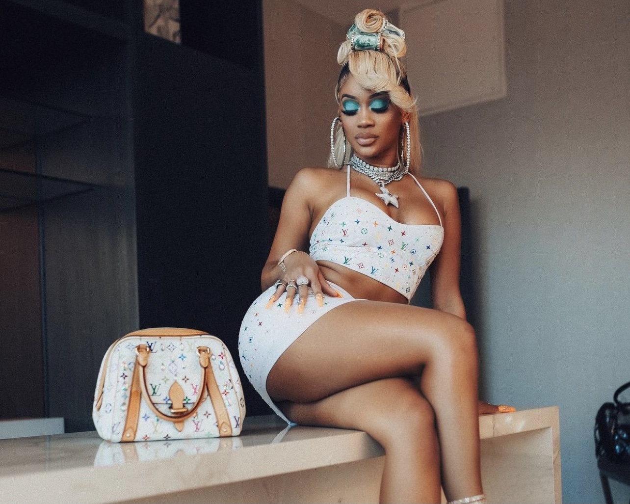 On the Scene at Saweetie's Freaknik Birthday Party: Saweetie in Louis Vuitton-Inspired Look by Mario De La Torre, Chloe Bailey in Bryan Hearns Orange Outfit, JT in L.O.C.A. Yellow Set, Yung Miami On the Scene at Saweetie's Freaknik Birthday Party: Saweetie in Louis Vuitton-Inspired Look by Mario De La Torre, Chloe Bailey in Bryan Hearns Orange Outfit, JT in L.O.C.A. Yellow Set, Yung Miami