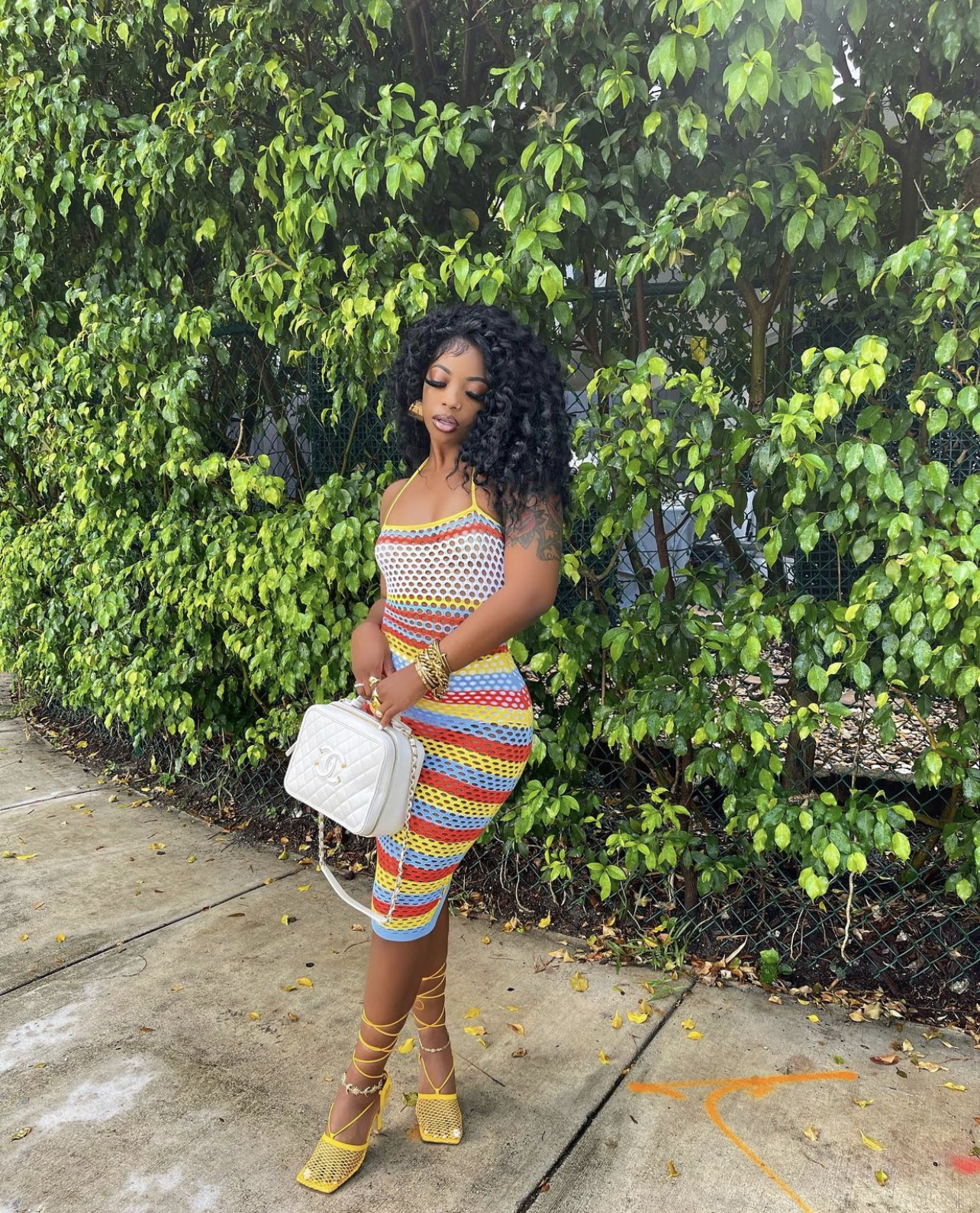 De'arra Pops Out in Fashion Nova Multicolor Crochet Dress While in Miami -  Fashion Bomb Daily