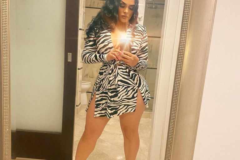 Emily B Pops Out in Zebra Print Bodycon Dress by Fashion Nova