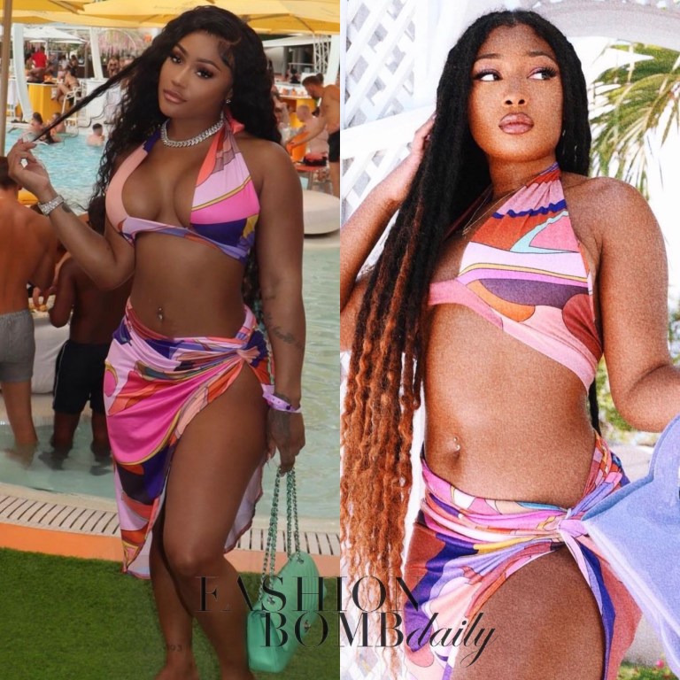 Who Wore It Better: Megan Thee Stallion and Lira Mercer Spotted in Fashion Nova Abstract Print Halter Top and Skirt Set