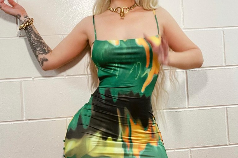 Iggy Azalea Stuns in Green Marble Print Mini Dress From Fashion Nova