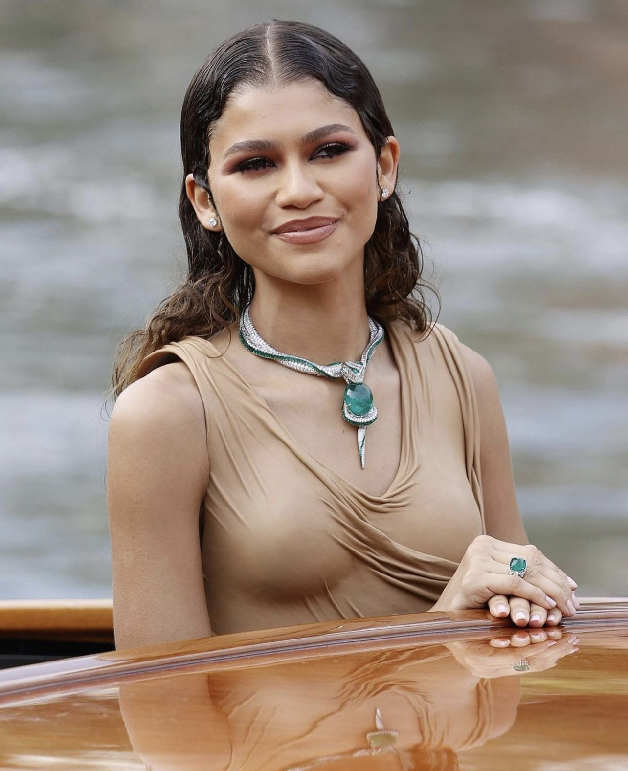 Zendaya Stuns in Custom Balmain Nude Leather Draped Dress for the Premiere  of 'Dune' at Venice Film Festival + Birthday Look Featuring Valentino Brown  Puff Mini Dress - Fashion Bomb Daily