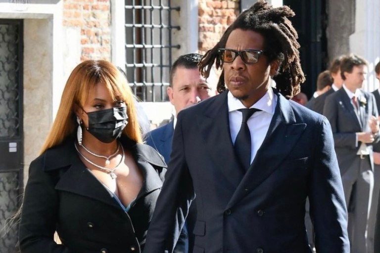 Beyoncé Debuts New Bangs Wearing Dolce and Gabbana Black Wool Double-Breasted Coat Dress While Attending Alexandre Arnault and Géraldine Guyot’s Wedding in Venice With Jay-Z