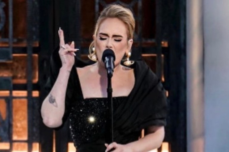 Adele Wears Custom Christopher John Rogers White Suit and Schiaparelli Black Embroidered Draped Dress for ‘Adele One Night Only’ Special With Oprah Winfrey