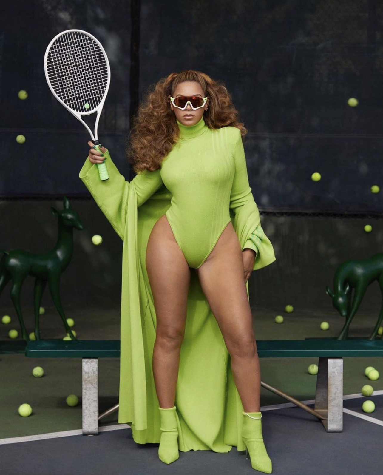 Beyonc Promotes Upcoming Ivy Park x adidas 'HALLS OF IVY' Collection  Wearing Lime Green Bodysuit and Jacket Look + Houndstooth Print Top and  Legging Set - Fashion Bomb Daily