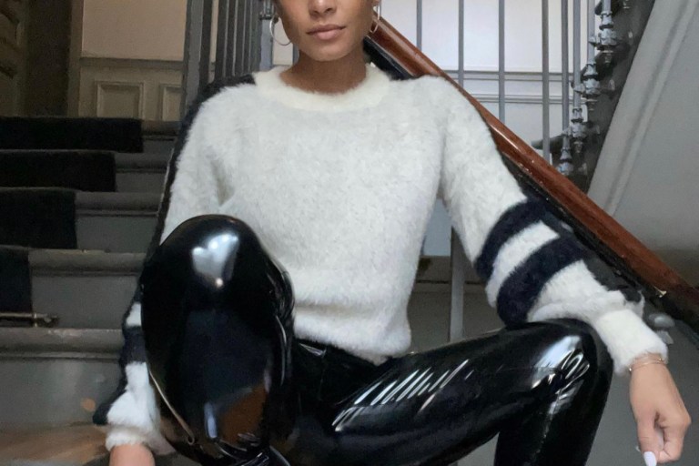 Christina Milian Poses in Fashion Nova Black Vinyl Pants