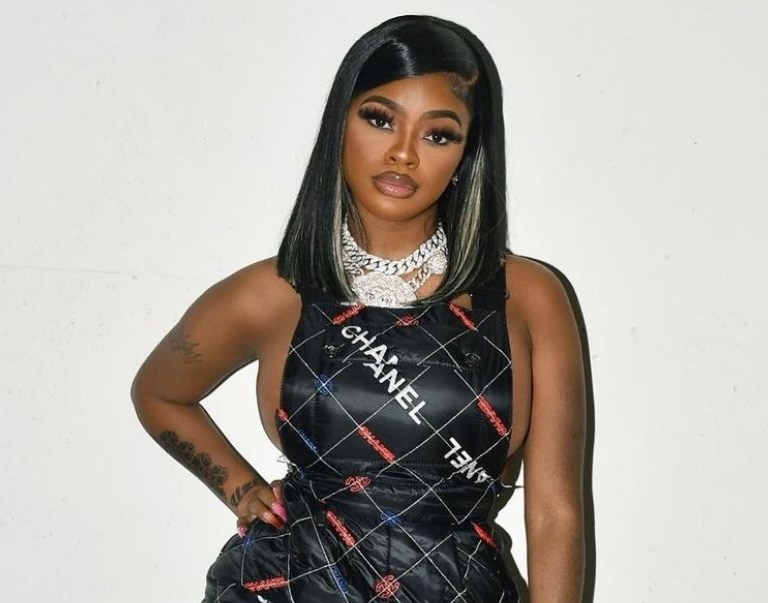 City Girls Yung Miami and JT Perform at Revolt Summit 2021 in Chanel Logo Quilted Canvas Jumpsuits