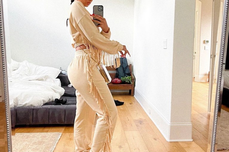 Draya Michele Rocks Cream Fringe Jogger Set From Fashion Nova