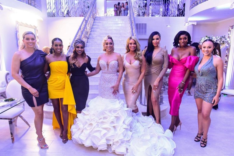 Karen Huger Wears Anya by Vivien Agbakoba Crystal-Embellished Ruffled Dress for Her 25th Anniversary Vow Renewal on the ‘Real Housewives of Potomac Season’ Finale