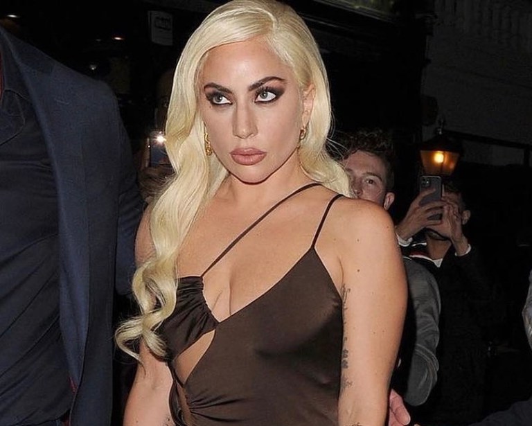 Lady Gaga Wears Custom Et Ochs Brown Silk Cutout Dress to 'House of Gucci'  Screening in London - Fashion Bomb Daily