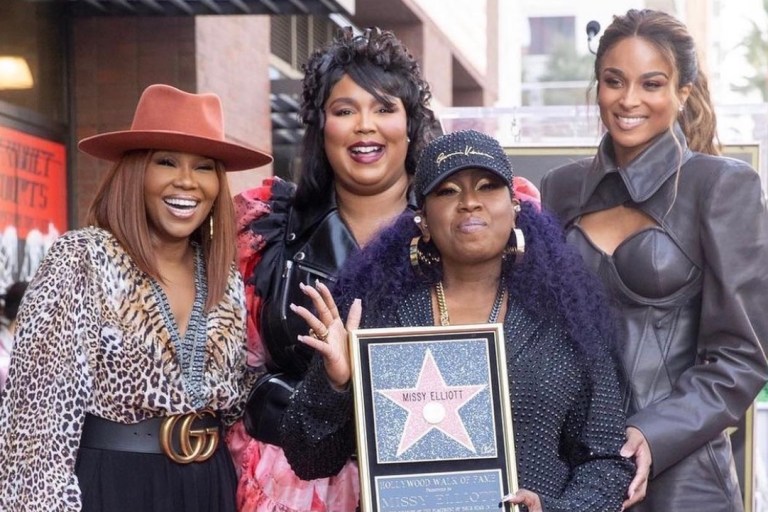 Missy Elliott Honored With a Star on the Hollywood Walk of Fame Wearing Versace Black Crystal Look: Ciara, Lizzo, and Mona Scott-Young Join and Celebrate at the Ceremony Event