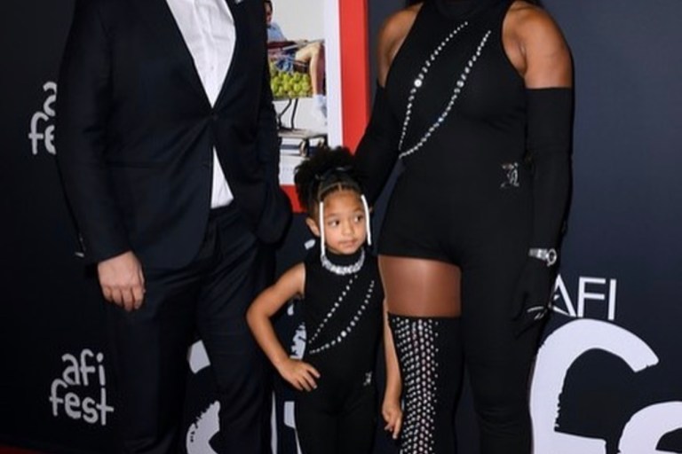 Serena Williams and Daughter Olympia Spotted Twinning on the Red Carpet of the ‘King Richard’ Premiere in LA Wearing David Koma Black Crystal Embellished Looks