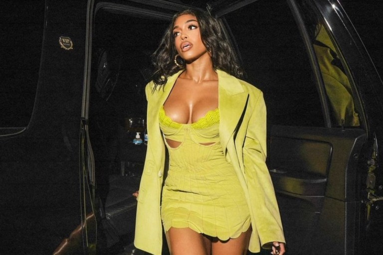 Most Requested: Lori Harvey Rocks GCDS Green Oversized Blazer Jacket and Shell Cutout Mini Dress During Night Out