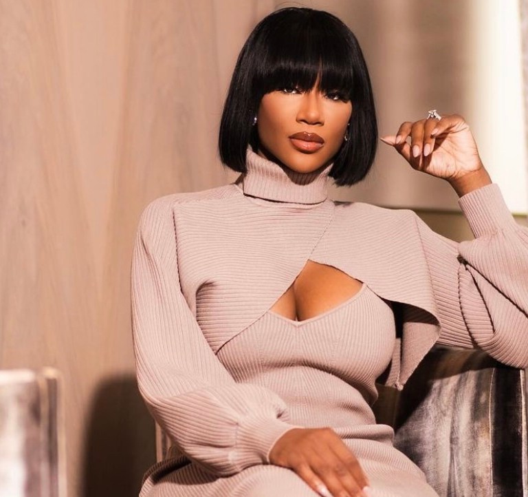 Wardrobe Inquiry: OWN’s ‘Ladies Who List: Atlanta’ Star Quiana Watson Rocks Ronny Kobo Grey Ribbed Cutout Dress During Day at Work