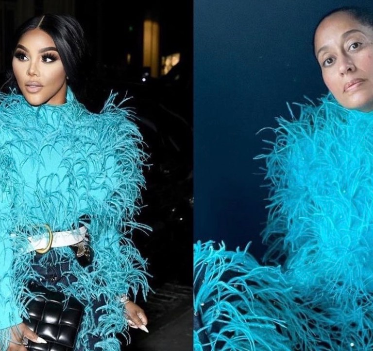 Who Wore It Better: Lil Kim and Tracee Ellis Ross Spotted in Bottega Veneta Blue Feather Look