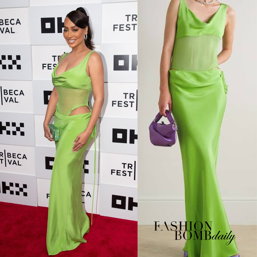born in east la green dress Rayna Appliqué Bustier Maxi Dress main image 1