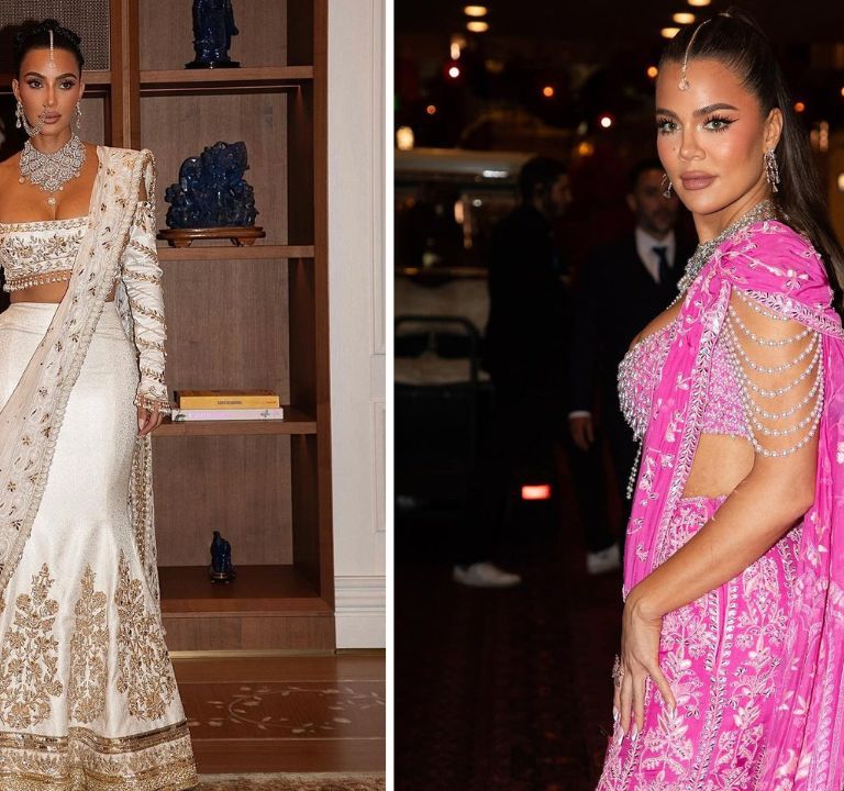 Kim Kardashian and Khloe Kardashian Attended Billionaire Anant Ambani’s Wedding in Custom Manish Malhotra Looks