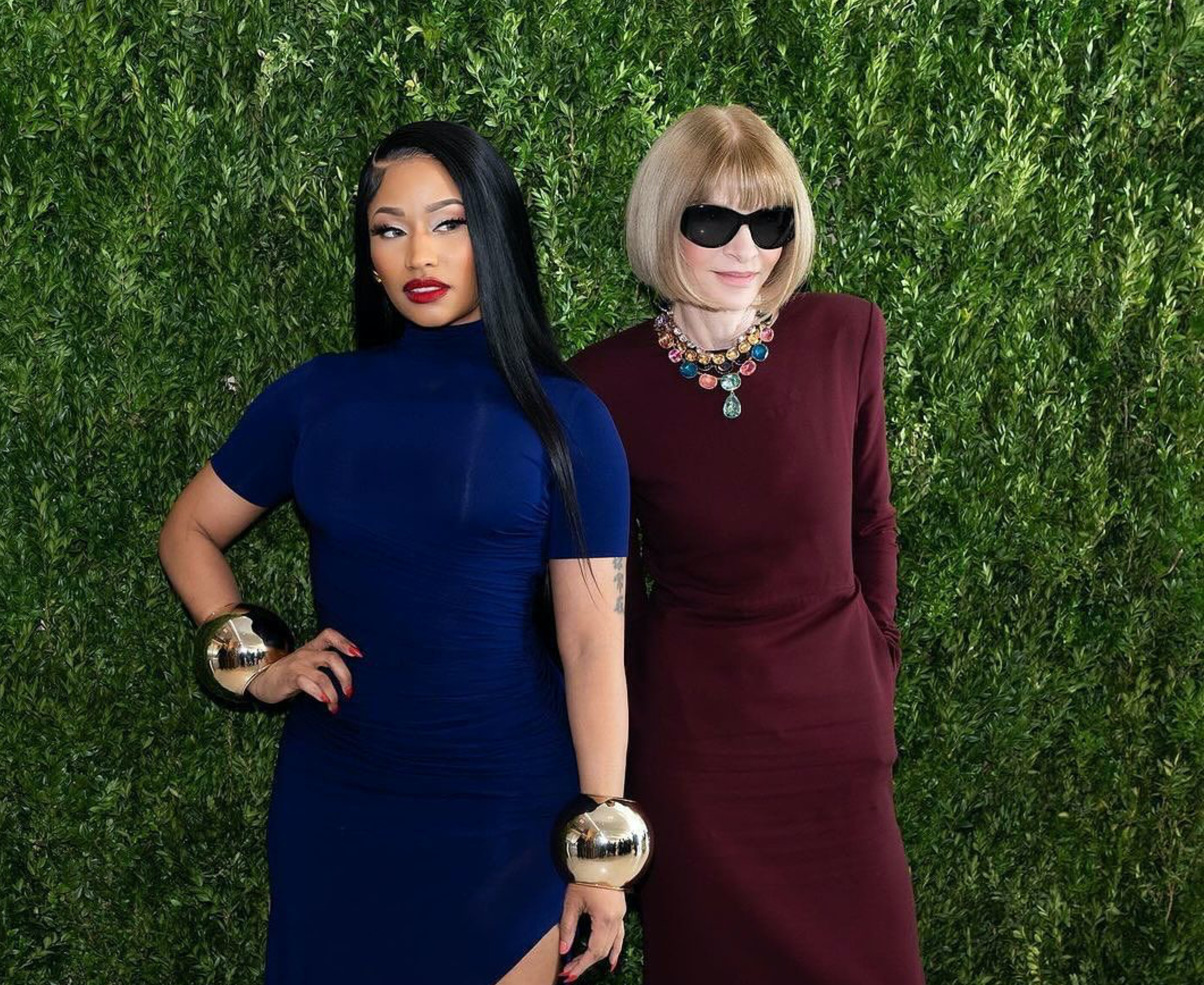 Nicki Minaj Attends Vogue’s Forces of Fashion Event in a Navy Alaia Dress and Schiaparelli Coat