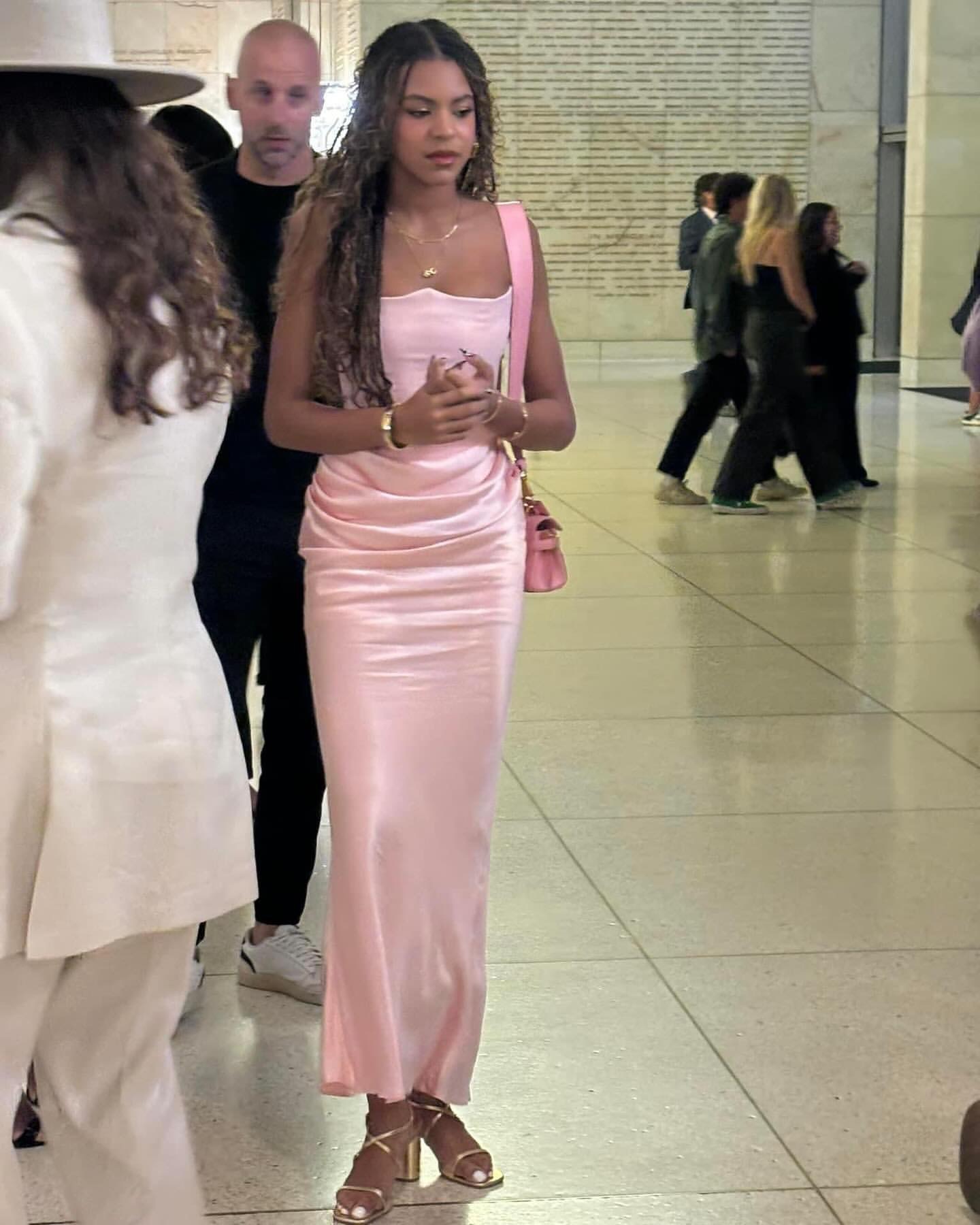 Blue Ivy Attends the Wicked Premiere in a Pink House of CB Strapless Dress