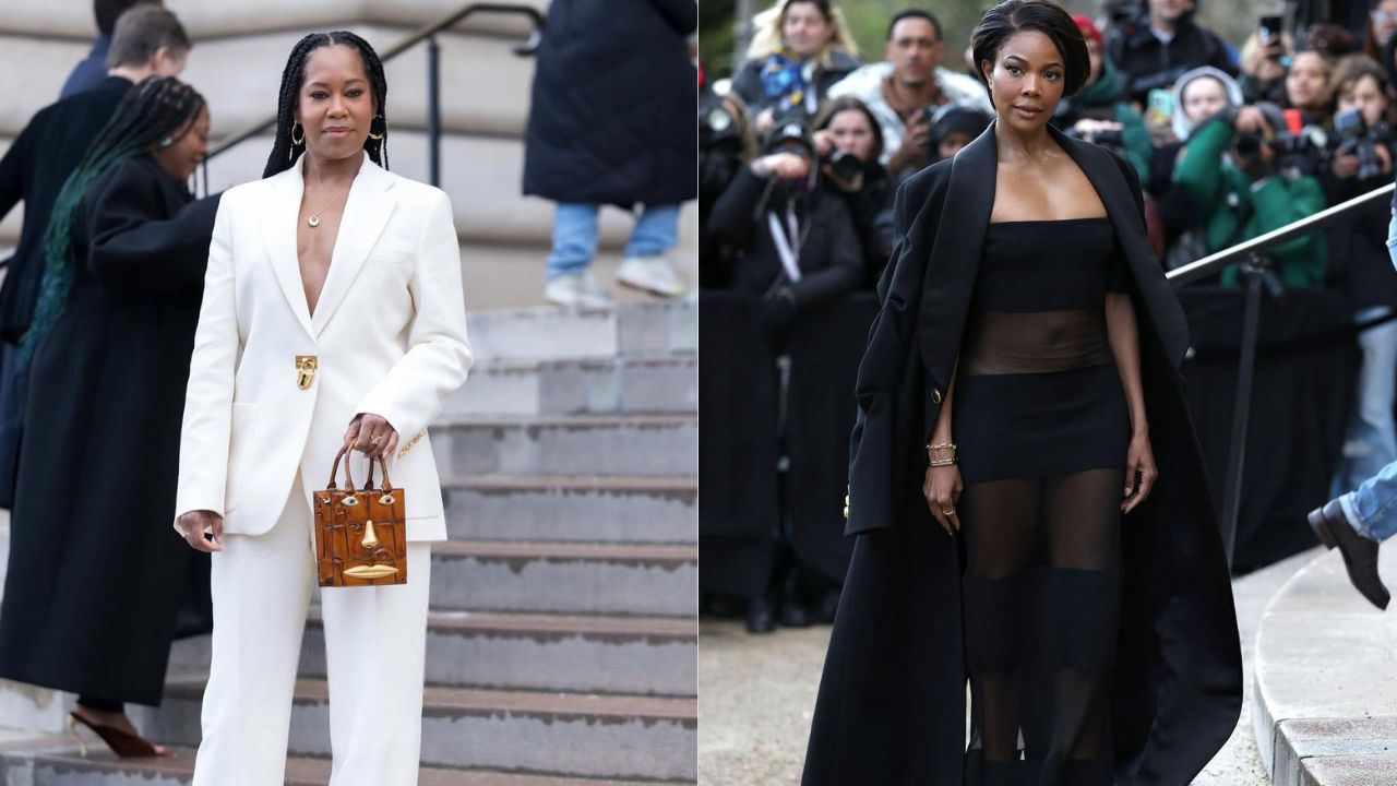 Front Row at Schiaparelli’s Fall 2025 Show: Regina King Stuns in a White Power Suit & Gabrielle Union Slays in a Black Off-the-Shoulder Dress