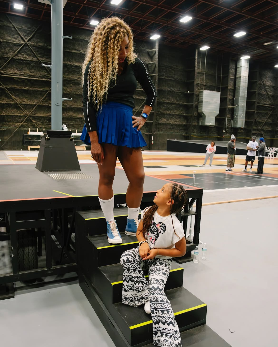 Serena Williams Crip Walks On Stage At The Super Bowl LIX In A Custom Blue Nike Crop Jacket And Mini Pleated Skirt 1