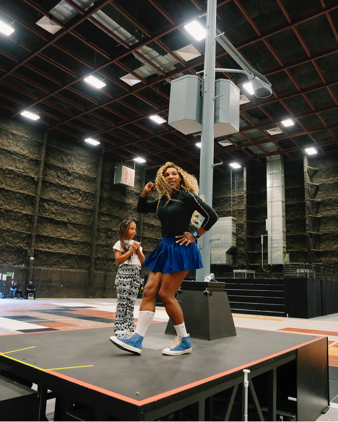 Serena Williams Crip Walks On Stage At The Super Bowl LIX In A Custom Blue Nike Crop Jacket And Mini Pleated Skirt 2