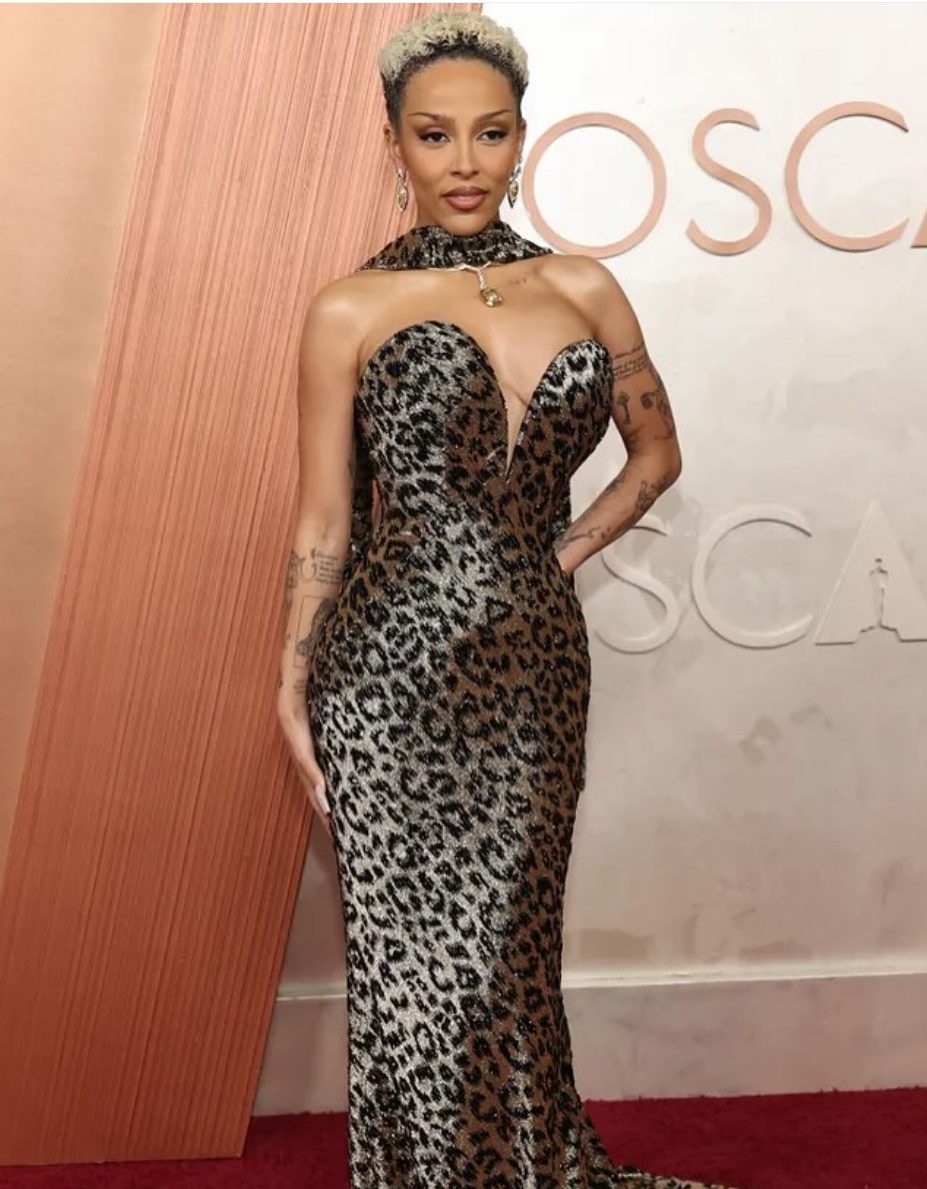 Best Dressed At The Oscars 2025 Doja Cat Stun In A Embellished Balmain Leopard Dress Cynthia Erivo Delivers Wow Factor In A Black Louis Vuitton Gown 4