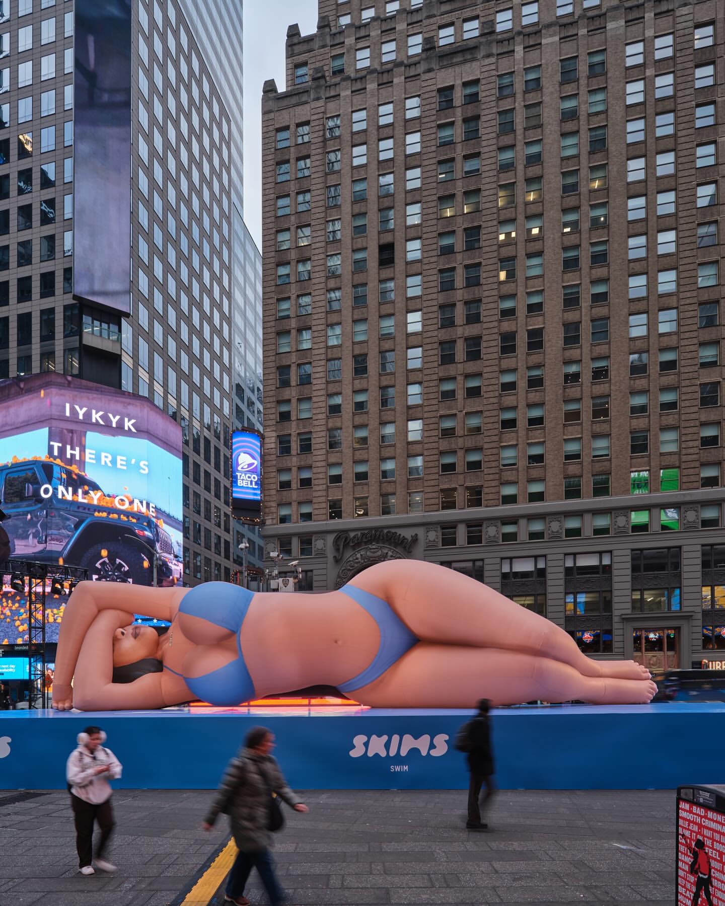 Kim Kardashian Promotes Skims Swim With A Blue Bikini Clad Blow Up Doll In Times Square IMG 5224