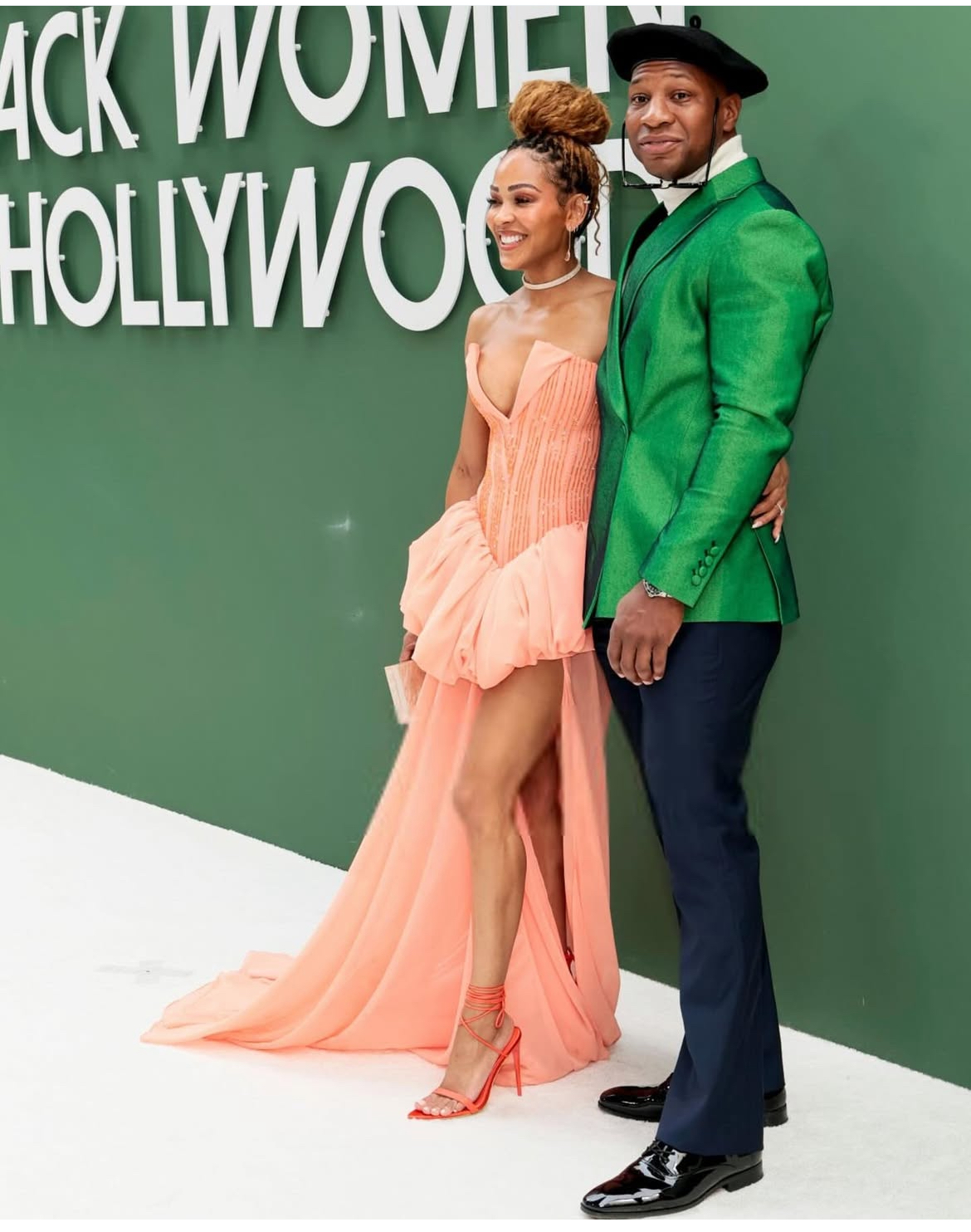 On The Scene At Essence Black Women In Hollywood Teyana Taylor In A Blush Amiri Gown Lori Harvey In A Nude Plaid Burberry Look Meagan Good In A Peach Custom Eman Alajilan Dress 1