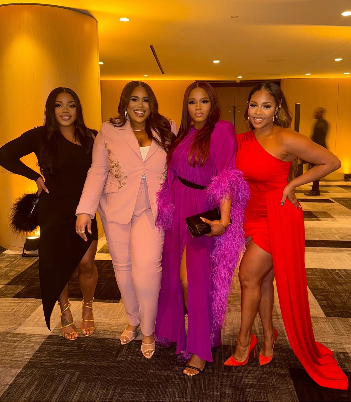 On The Scene At Essence Black Women In Hollywood Teyana Taylor In A Blush Amiri Gown Lori Harvey In A Nude Plaid Burberry Look Meagan Good In A Peach Custom Eman Alajilan Dress 17