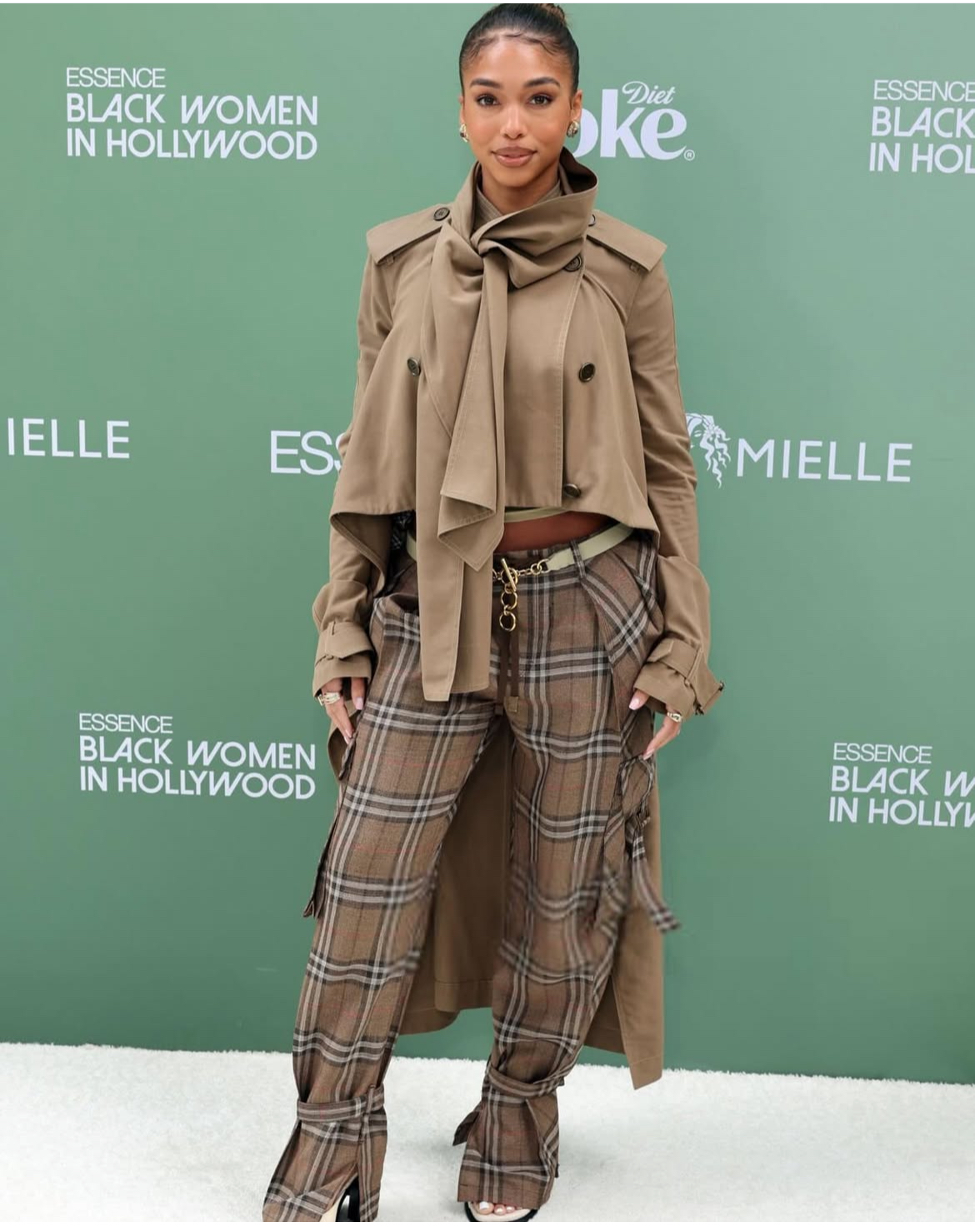 On The Scene At Essence Black Women In Hollywood Teyana Taylor In A Blush Amiri Gown Lori Harvey In A Nude Plaid Burberry Look Meagan Good In A Peach Custom Eman Alajilan Dress 25