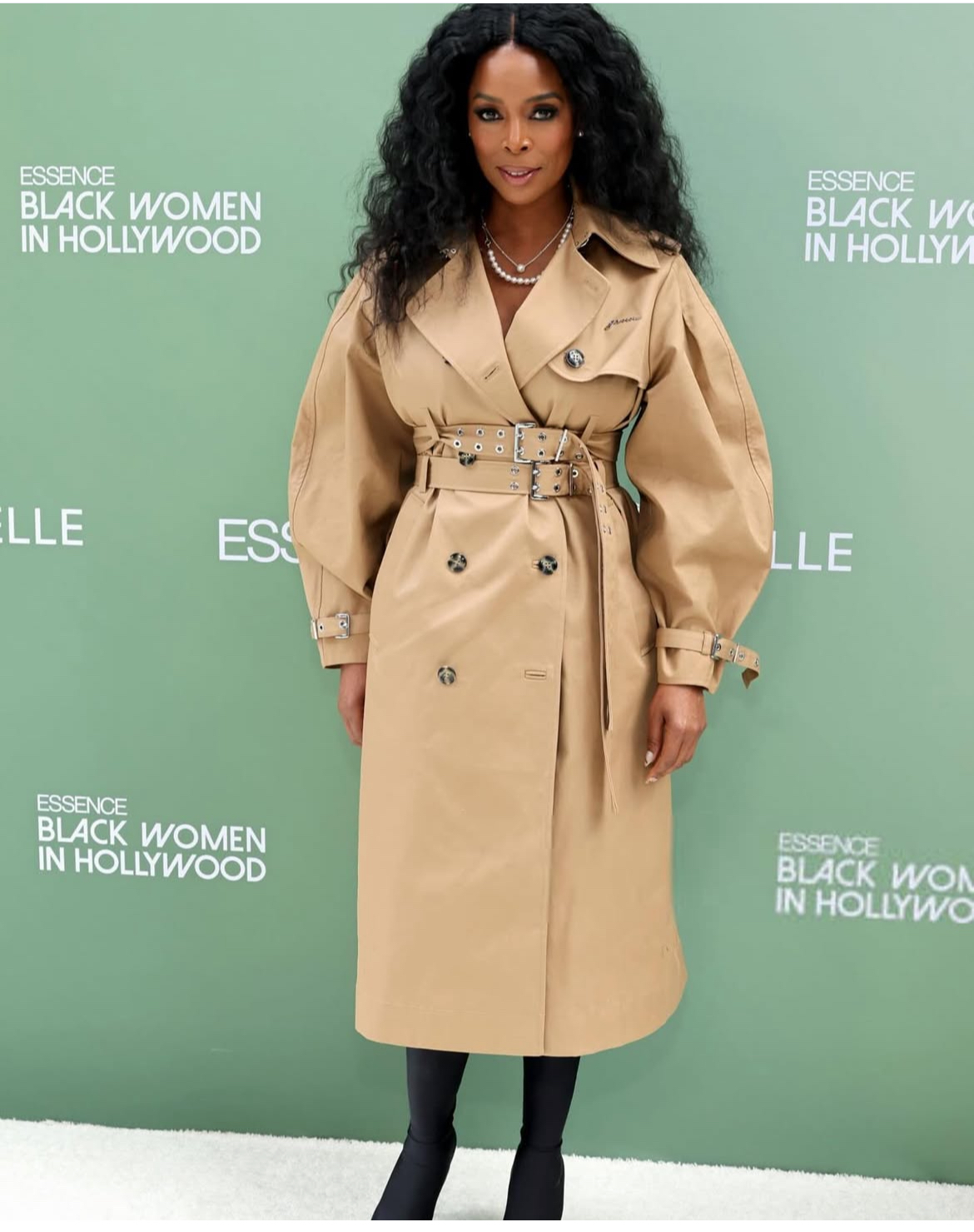 On The Scene At Essence Black Women In Hollywood Teyana Taylor In A Blush Amiri Gown Lori Harvey In A Nude Plaid Burberry Look Meagan Good In A Peach Custom Eman Alajilan Dress 27